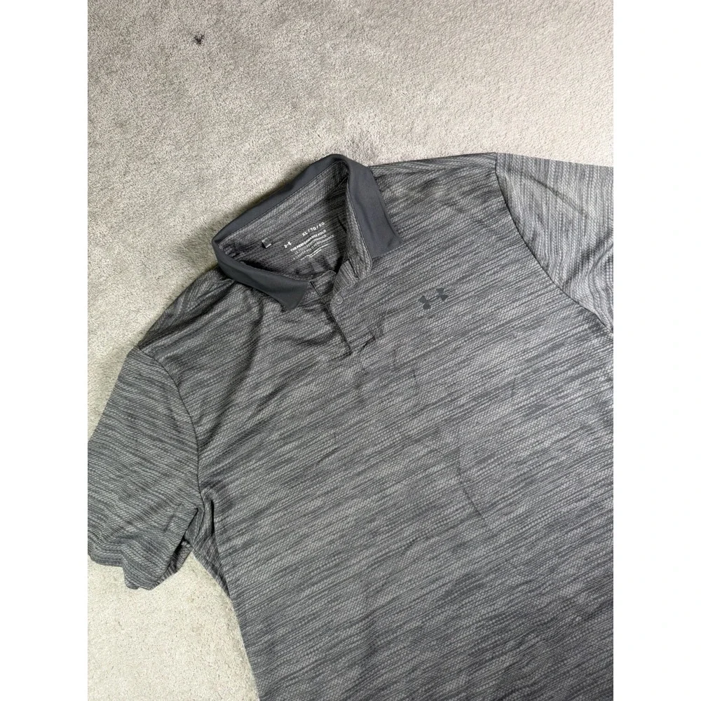 Under Armour Shirt Mens XL Gray Performance Polo Short Sleeve Loose Fit Golf